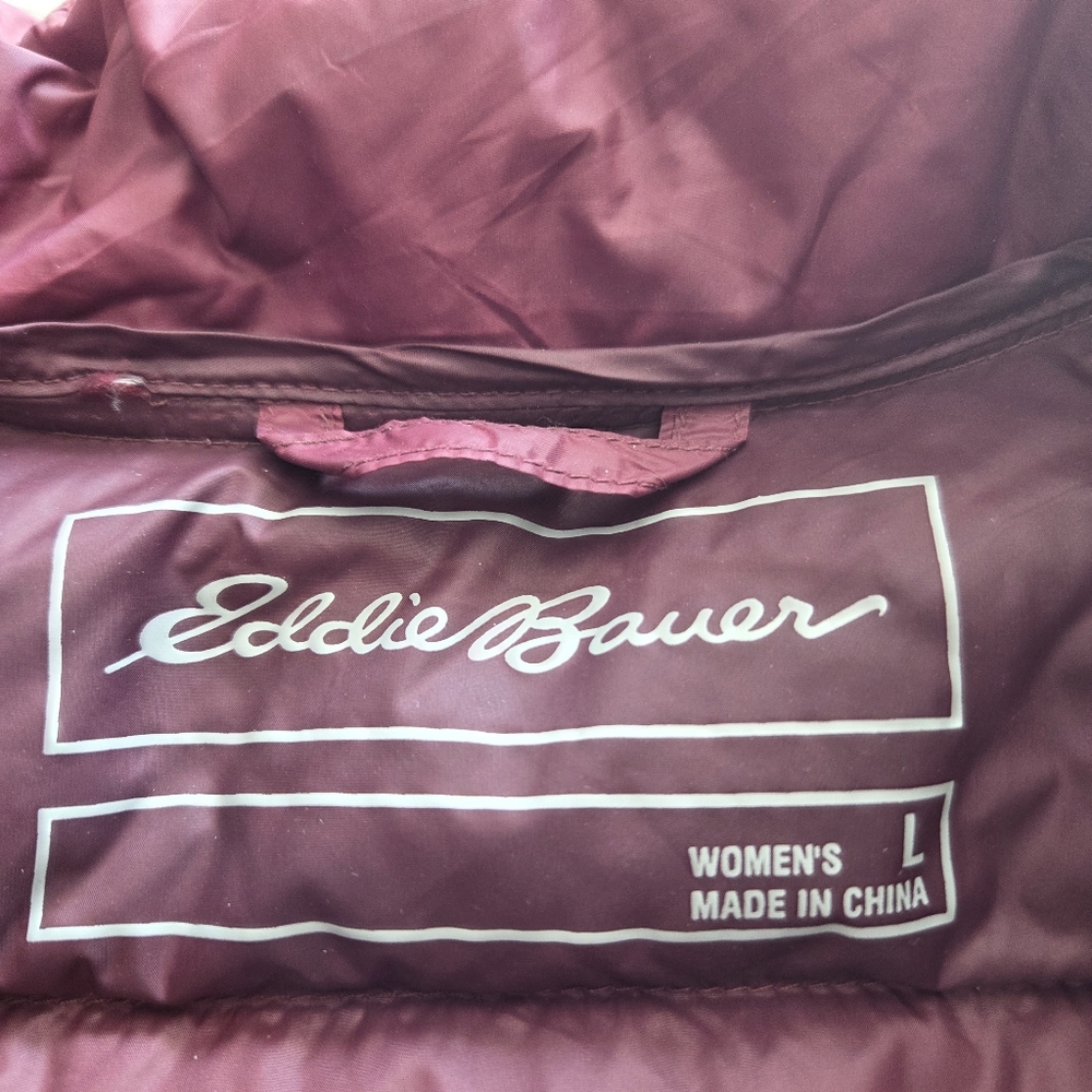 Eddie Bauer EB650 Goose Down Vest Quilted Puffer Maroon Size L - Picture 4 of 12